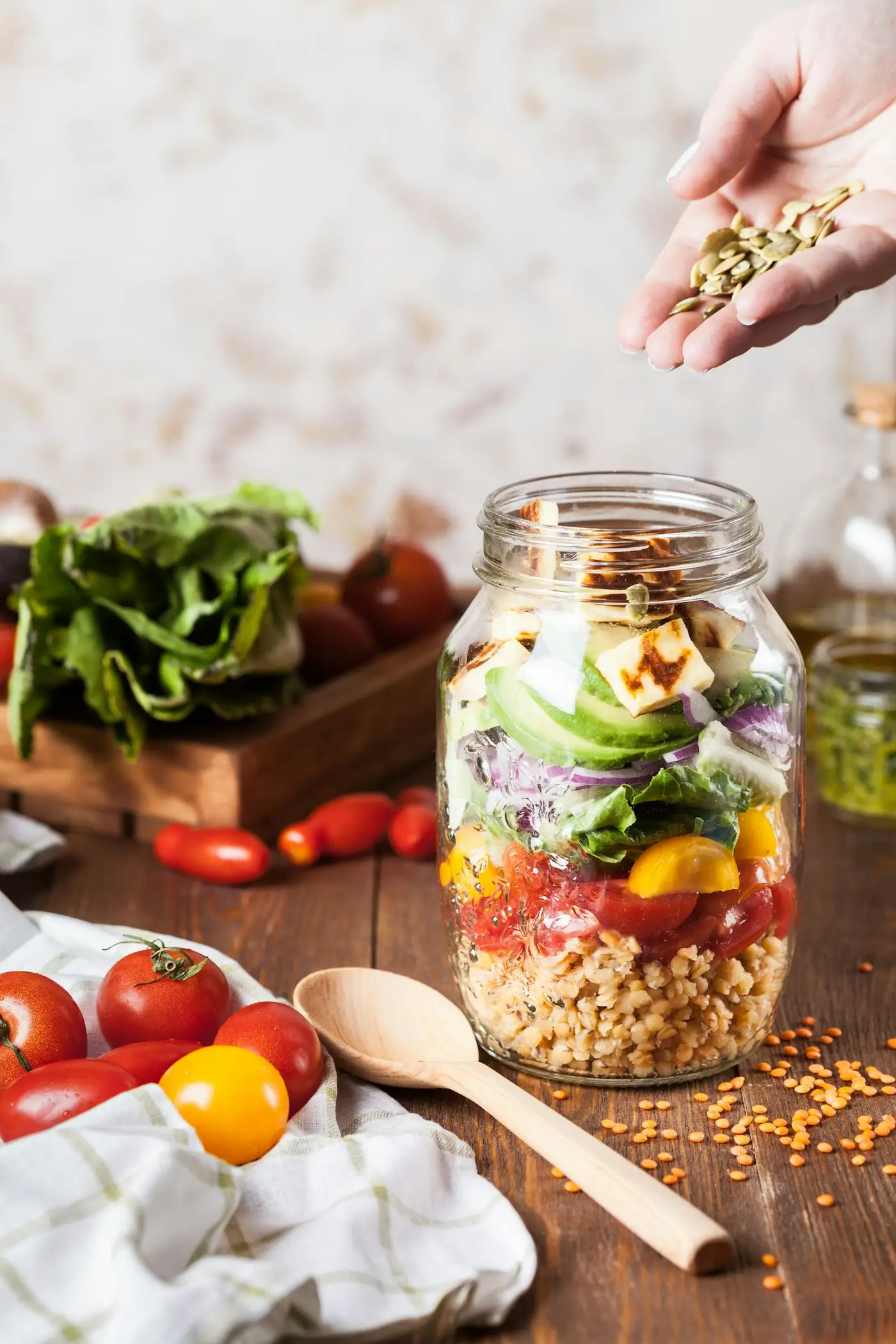 Layered salad in a jar