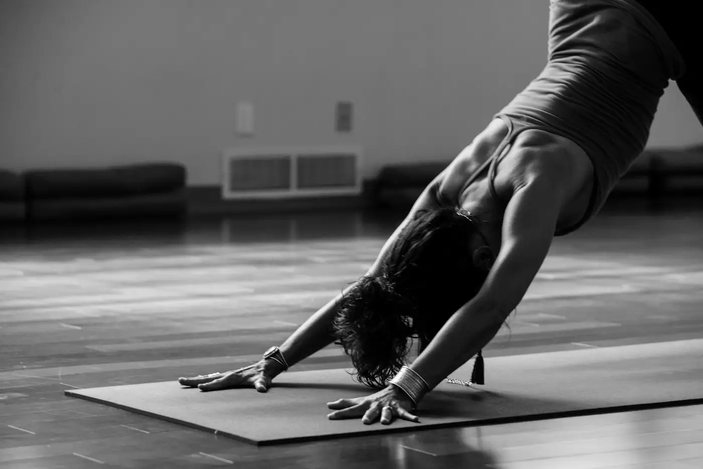 Yoga pose in black and white